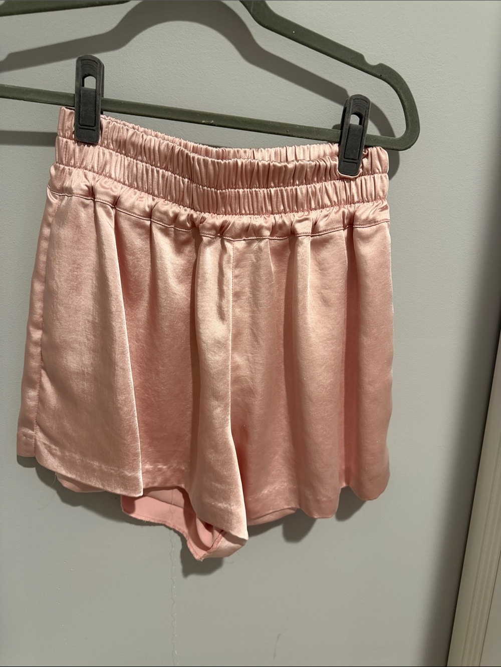 Generation Love Satin-Look Elastic Waist Shorts - Blush Pink